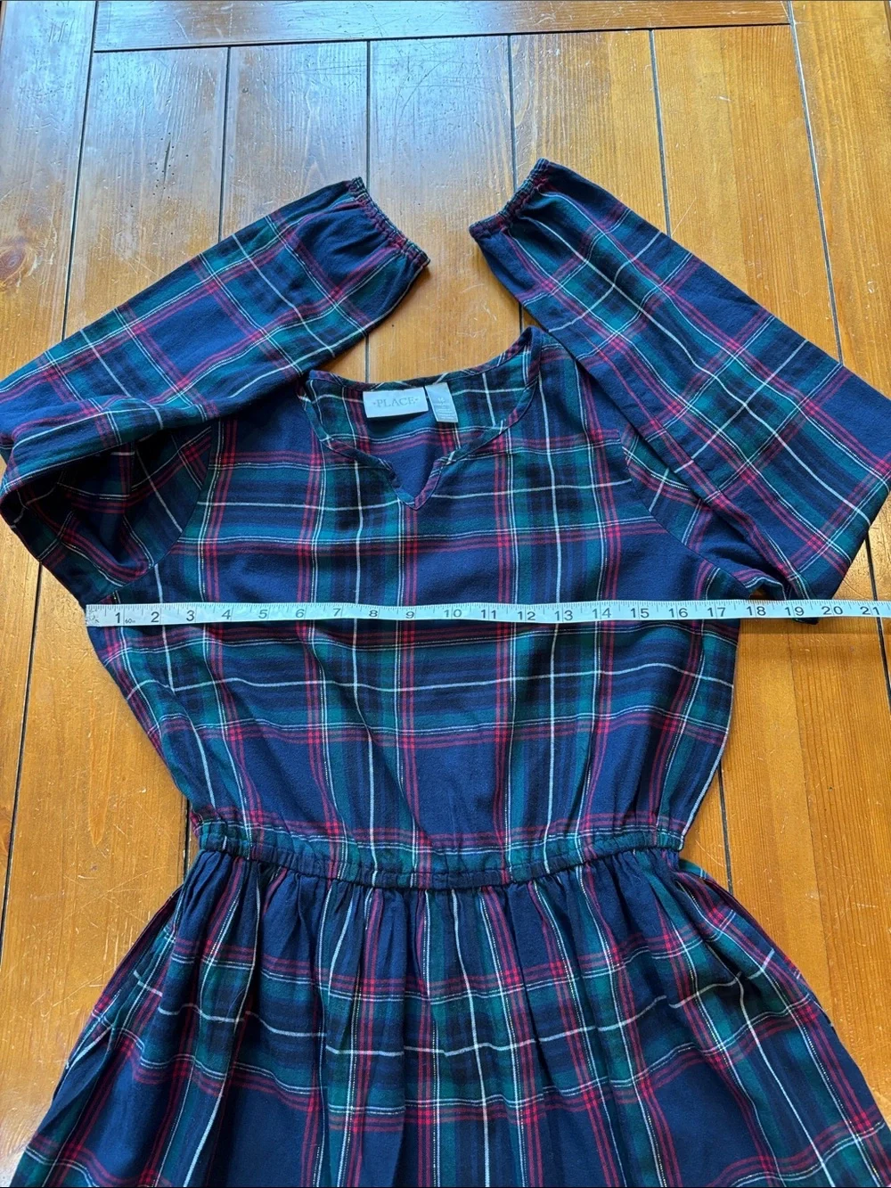 The Children's Place Navy Tartan Plaid Long-Sleeve Belted Dress Girls Size 16